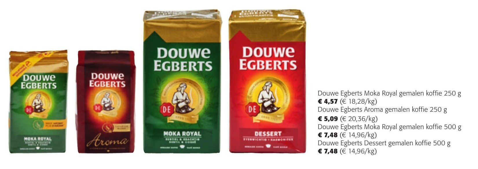 Douwe Egberts moka royal gemalen koffie 250G promotie bij Colruyt
