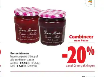 Colruyt Bonne maman hazelnootpasta 360g aardbei aanbieding