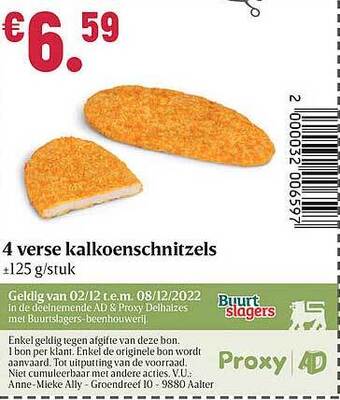 Buurtslagers 4 verse kalkoenschnitzels aanbieding