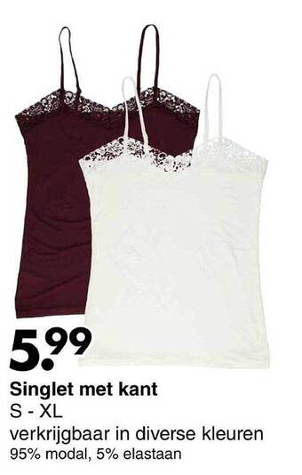 Wibra Singlet met kant aanbieding