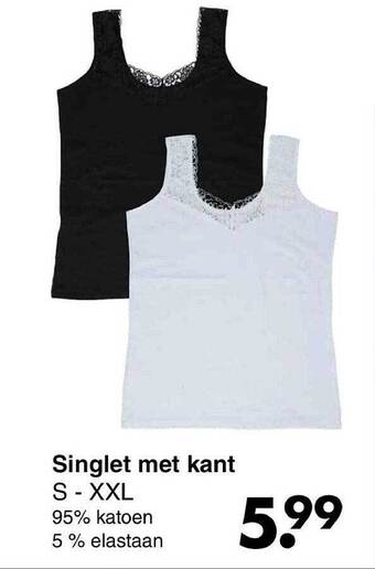 Wibra Singlet met kant aanbieding