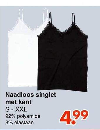 Wibra Naadloos singlet met kant aanbieding