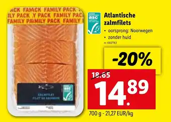 Lidl Atlantische zalmfilets 700G nr. 6607163 aanbieding