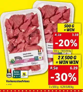 Lidl Varkensstoofvlees 500G nr. 7401912 aanbieding