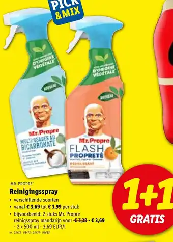 Lidl Mr. Propre reinigingsspray 2x500ML nr. 03472 1+1 gratis aanbieding