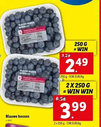 Lidl Blauwe bessen 250G nr. 80823 aanbieding