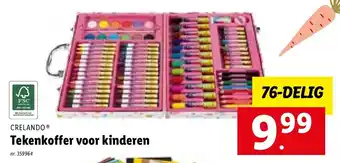 Lidl Crelando tekenkoffer voor kinderen 76-delig nr. 359964 aanbieding