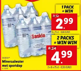 Saskia mineraalwater met sportdop 6x75CL nr. 130195