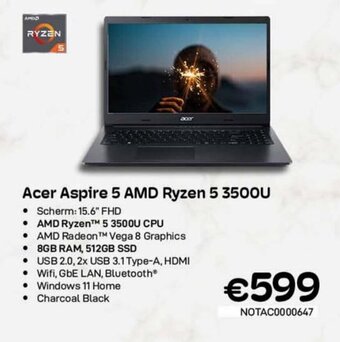 CompuDeals Acer aspire 5 AMD ryzen 5 3500U aanbieding
