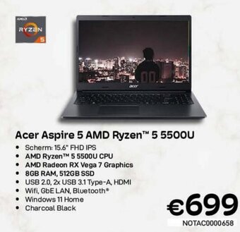 CompuDeals Acer aspire 5 AMD ryzen 5 5500U aanbieding