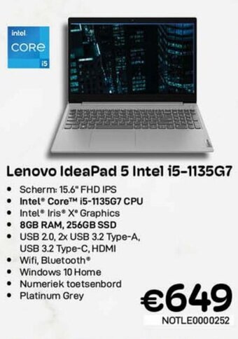CompuDeals Lenovo IdeaPad 5 intel i5-1135G7 aanbieding