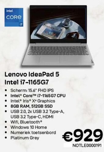 CompuDeals Lenovo IdeaPad 5 intel i7-1165G7 aanbieding