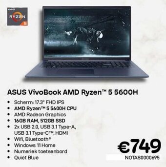 CompuDeals Asus vivobook AMD ryzen 5 5600H aanbieding