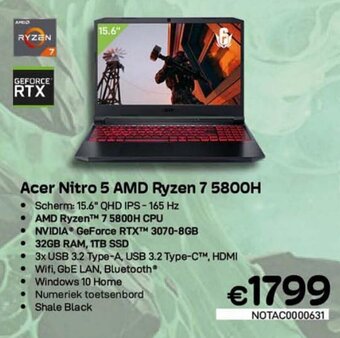 CompuDeals Acer nitro 5 AMD ryzen 7 5800H aanbieding