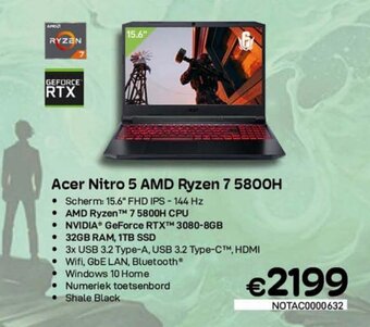 CompuDeals Acer nitro 5 AMD ryzen 7 5800H aanbieding