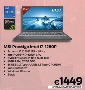 CompuDeals MSI prestige intel i7-1280P aanbieding