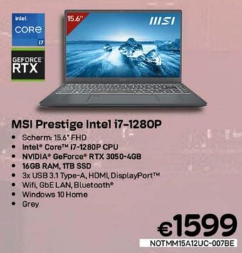 CompuDeals MSI prestige intel i7-1280P aanbieding
