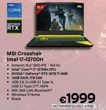 CompuDeals MSI crosshair intel i7-12700H aanbieding