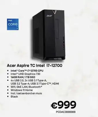 CompuDeals Acer Aspire TC Intel i7-12700 aanbieding