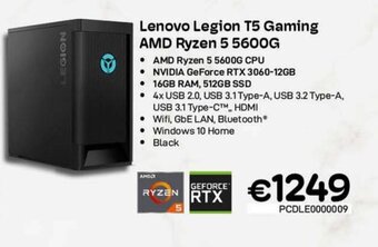 CompuDeals Lenovo Legion T5 Gaming AMD Ryzen 5 5600G aanbieding