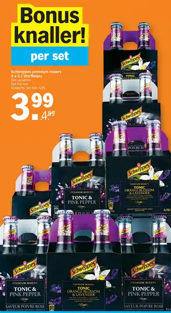 Albert Heijn Schweppes premium mixers 4 x 0.2 literflesjes aanbieding
