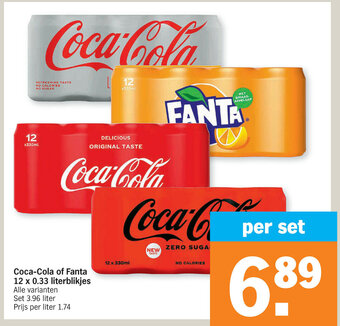Albert Heijn Coca-Cola of Fanta 12 x 0.33 literblikjes aanbieding