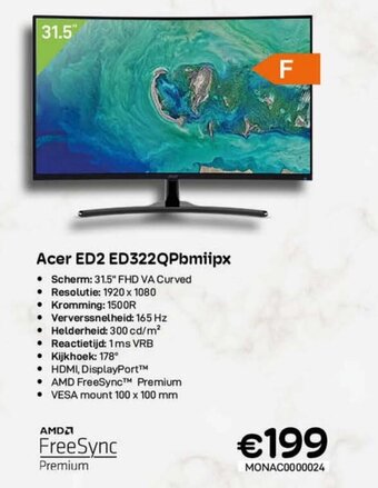 CompuDeals Acer ED2 ED322QPbmiipx AMD FreeSync Premium aanbieding