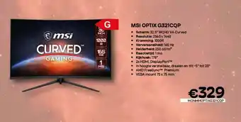 CompuDeals MSI OPTIX Curved Gaming G321CQP aanbieding