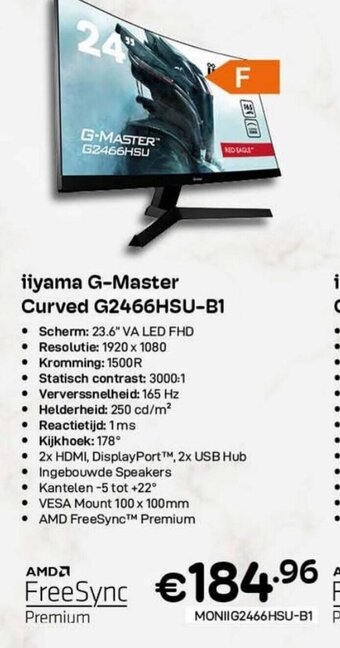 CompuDeals Iiyama G-master curved G2466HSU-B1 aanbieding