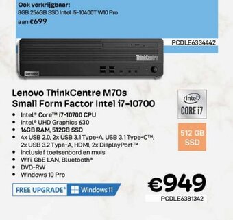 CompuDeals Lenovo thinkcentre M70s small form factor intel i7-10700 aanbieding