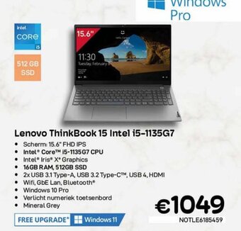 CompuDeals Lenovo thinkbook 15 intel i5-1135G7 aanbieding