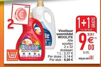 Cora Vloeibaar wasmiddel woolite aanbieding