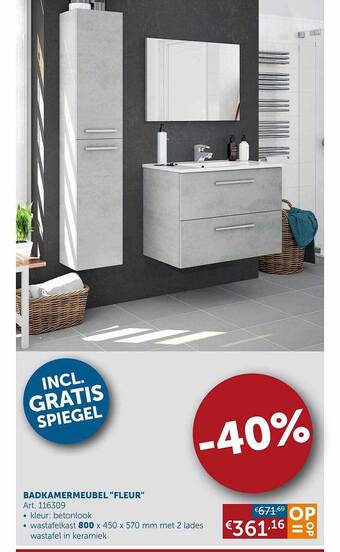 Zelfbouwmarkt Badkamermeubel fleur aanbieding