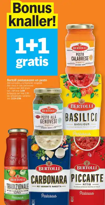 Albert Heijn Bertolli Pastasauzen en Pesto 1+1 Gratis aanbieding