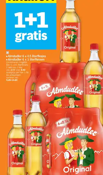 Almdudler 6 x 0.5 Literflesjes , 6 x 1 Literflessen 1+1 Gratis