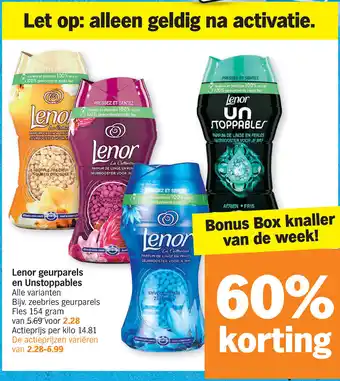 Albert Heijn Lenor Geurparels en Unstoppables Alle Varianten aanbieding