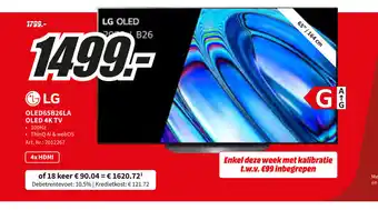 MediaMarkt LG OLED 65B26LA OLED 4K TV aanbieding