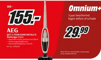 MediaMarkt AEG QX7-1-P5SW Sand Metallic Stofzuiger 2 in 1 aanbieding
