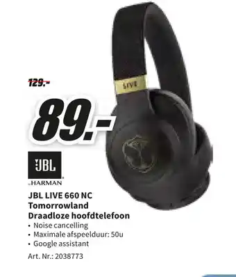 MediaMarkt JBL Live 660 NC Tomorrowland Draaloze Hoofdtelefoon aanbieding