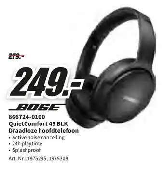 MediaMarkt Bose 866724-0100 Quiet Comfort 45 BLK Draadloze Hoofdtelefoon aanbieding