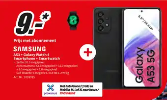 MediaMarkt Samsung A53 + Galaxy Watch 4 Smartphone + Smartwatch aanbieding