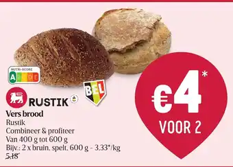 Delhaize Vers Brood Rustik Voot 2 aanbieding