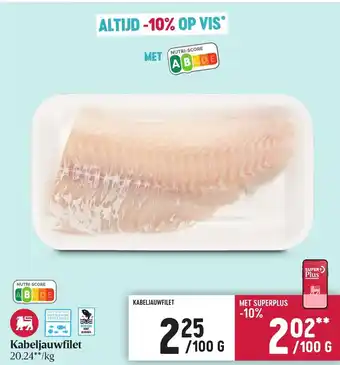 Delhaize Kabeljauwfilet 100g aanbieding
