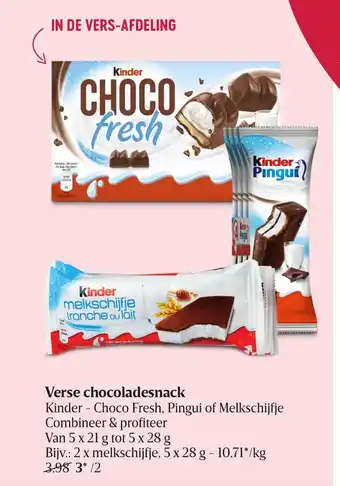 Delhaize Kinder - Choco Fresh, Pingui of Melkschikje Verse Chocoladesnack aanbieding