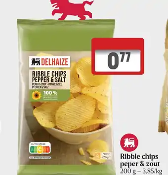 Delhaize Ribble Chips Peper & Zout 200g aanbieding