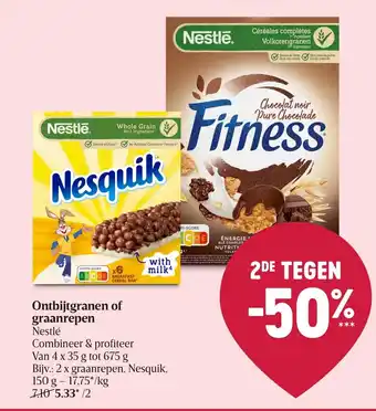 Delhaize Nestle Ontbijtgranen of Graanrepen aanbieding