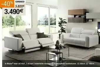 Chateau d'Ax In master leder wit 4501 3 zit met 2 elektrische relaxen + 2 zit verstelbare hoofdsteunen aanbieding