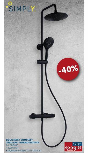 Zelfbouwmarkt Doucheset compleet stallion thermostatisch aanbieding