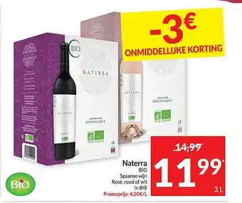 Intermarché Naterra bio spaanse wijn aanbieding