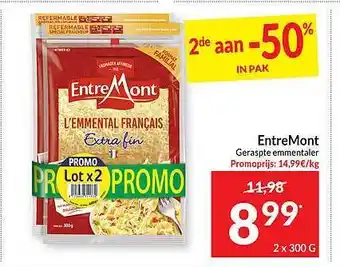 Intermarché Entremont geraspte emmentaler aanbieding